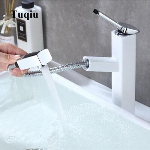 Vidric Pull Out Basin Sink Faucet Single Handle Bathroom Mixer Taps Black Color Deck Mounted Hot And Cold Water Tap Square Shape