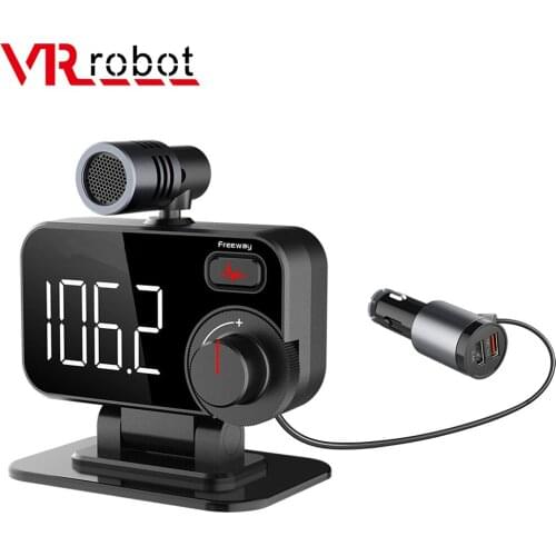 VR robot FM Transmitter Bluetooth 5.0 Car MP3 Audio Player Wireless Handsfree Car Kit with Microphone Support Siri Google