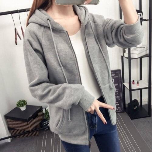 High quality NEW Plush and thickened hooded womens new student oversized zipper coat in autumn and winter 2019 hoodies harajuku