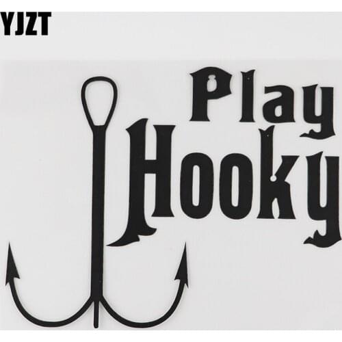 YJZT 14.9CMX11.8CM Fashion Play Hooky Fishing Decal Vinyl Car Sticker Black/Silver 8A-1053