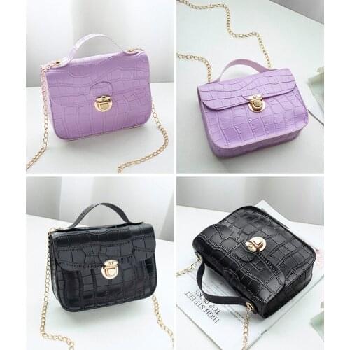 2020 Fashion Women Small Crossbody Bag Classic Crocodile Pattern Shoulder Handbags Lightweight Chain Strap Messenger Purse