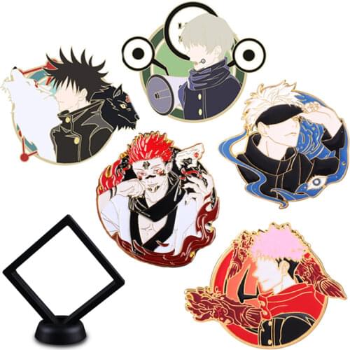 2021 Anime Jujutsu Kaisen Badge Brooch Pin Gojo Satoru Fushiguro Megumi Metal Cosplay Pendant Props Accessories Woman Man Gift