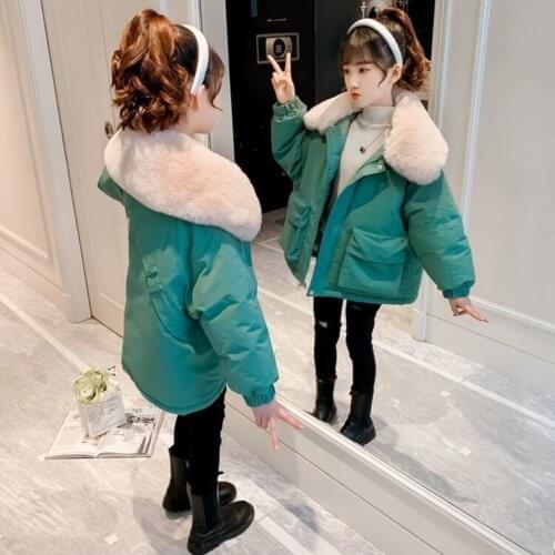 2021 Winter Coat For Girl Jackets Cotton Kids Clothes Children Jacket For Girl Clothes Fur Collar Long Fashion Trench Coat 3-12Y
