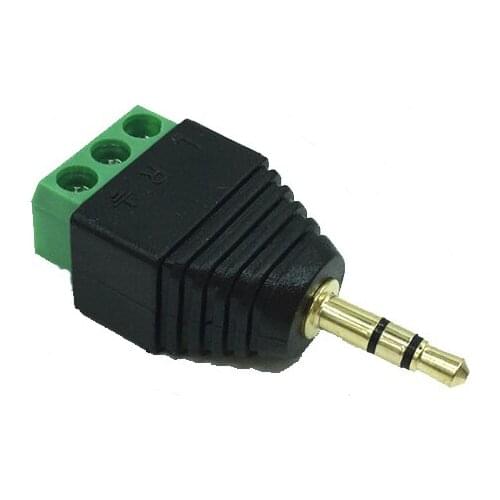 2P 3.5mm Stereo Phone Audio Male Plug Connector Adapter to Terminal Dual Channel new