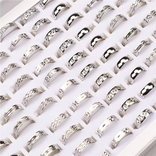 30pcs/lot Golden Silver Color Platinum Ring Plated Not Fade Copper Rings For Men Women