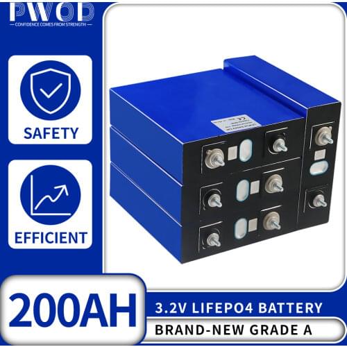 PWOD 4-32PCS Lifepo4 200AH cells 3.2v grade A rechargeable battery lithium iron phosphate cell for RV Solar EU US TAX FREE