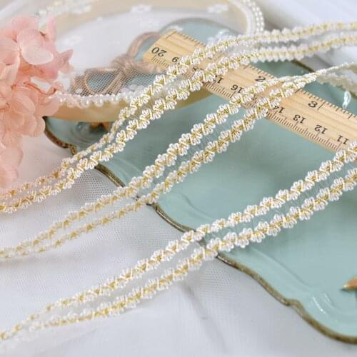 4meter/lot 1.5cm Narrow Gold Lace Trim Bilateral Crocheted Lace for Lampshade Curtain Princess Dress X937