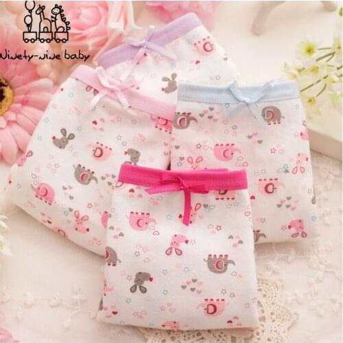 4Pcs/Lot Children Cotton Panties Comfortable & Breathable Underpants for Girls Lovely Cartoon Printing Briefs Kids Underwear
