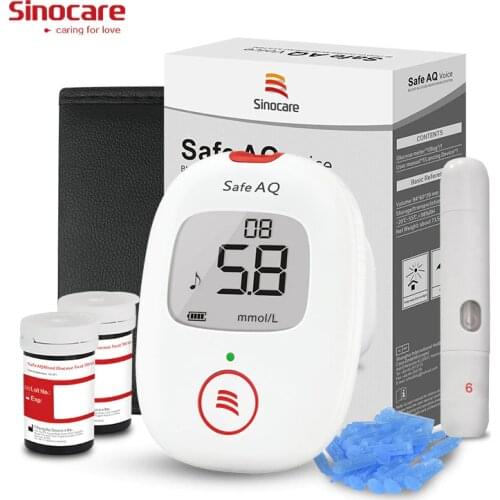 Safe AQ Voice Blood Glucose Monitor Kit with 50/100 Test Strips & Needles Test Accurate for Diabetes Overseas Delivery