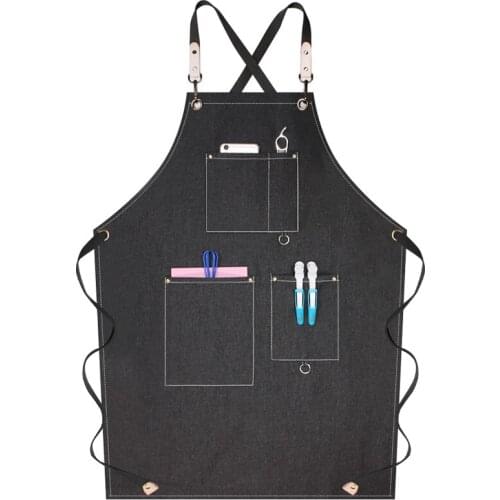 Canvas apron kitchen restaurant barber milk tea flower shop workwear painting barista aprons logo print