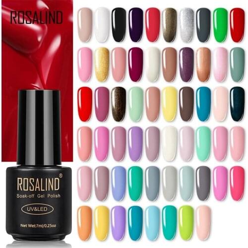ROSALIND Nail Polish Hybrid Gel Varnishes 7ml Gel Lacquer Soak Off Classic Color Gel Polish Long Lasting All For Manicure Top