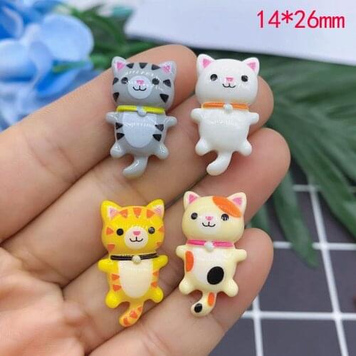 30Pcs Cartoon Lucky Bell Cat Flatback Resin Cabochon Scrapbooking Fit Hair Bows Phone Case Decoration Craft Home Accessories