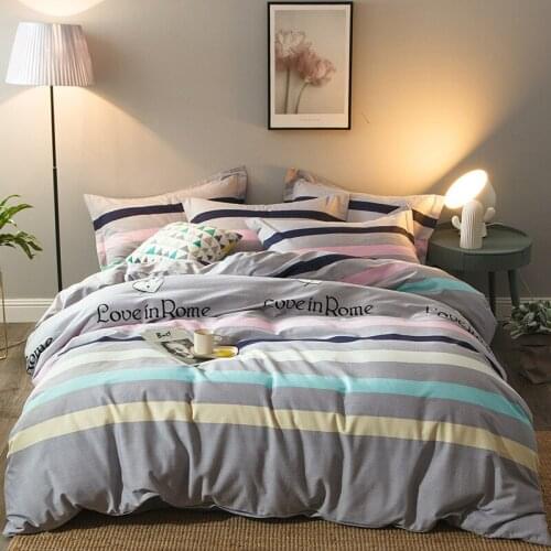 2021 spinning wool four-piece set simple cotton bedding 4 piece set cotton sheet quilt set bedding set queen