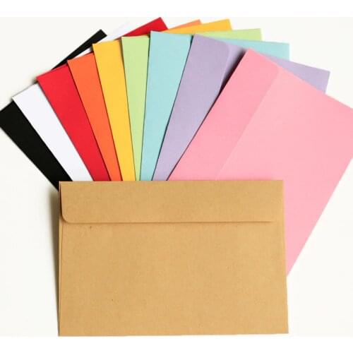 10pcs Blank Paper Enevelope Colorful Retro Party Inviation Envelope Greeting Cards Postcard Gift Envelope Stationery Supplies