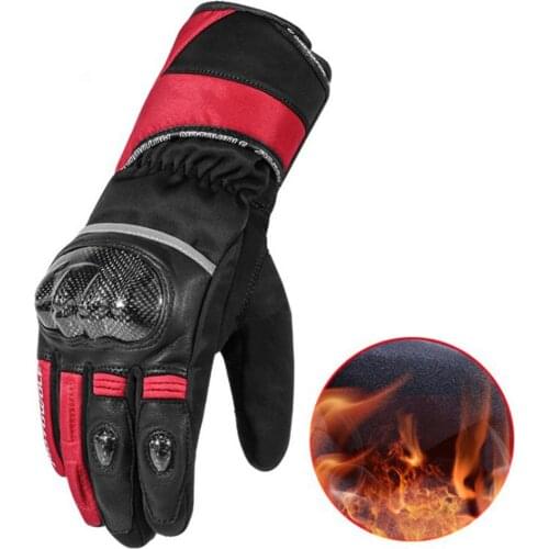 Leather Moto Racing Carbon Fiber Gloves Bicycle Cycling Motorbike Riding Glove Thickened Touch Screen Motorcycle Gloves