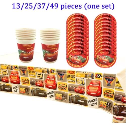 HOT Disney Cars Party Supplies Birthday Tablecloth Party Cup Plates For Kids Cars Party Decor Wedding Party Baby Tableware Kits