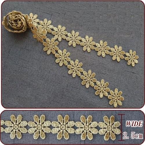 New! Lace water-soluble gold COLOR lace embroidery DIY wedding dress, skirt, headgear, garment accessories 1yard=91cm JB03