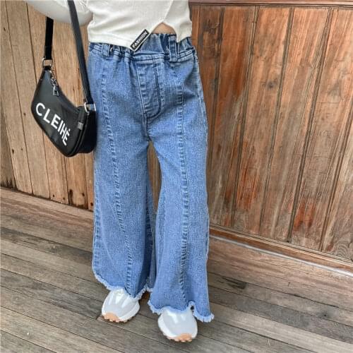 2021 Autumn New Arrival Girls Fashion Denim Pants Kids Korean Design Trousers Kids Pants