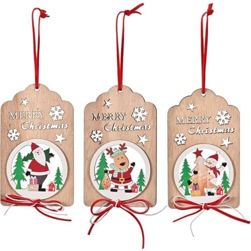 Hanging Ornament Clear Printing Decorative Exquisite Christmas Hollow Wooden Pendant Decor Accessories