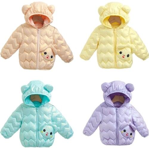 Fashion Boys Girls Hooded Down Jackets For Kids Coats Autumn Baby Boy Cartoon Warm Jacket Toddler Girl Zipper Jackets Outerwear