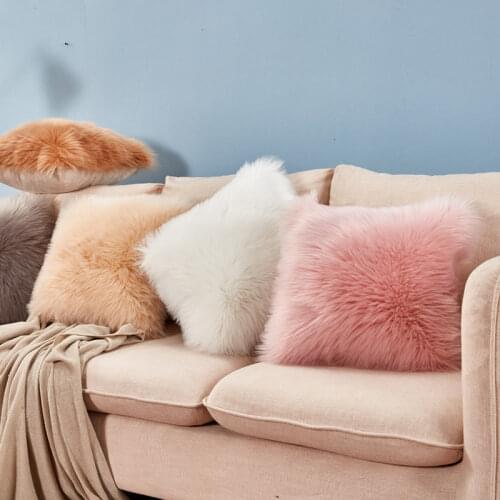 Fluffy Cushion Cover Furry Pillow Case Chic Home Decor Plush Pillow Cover Faux Fur Soft Pillowcase For Sofa Bed 1pc funda cojin