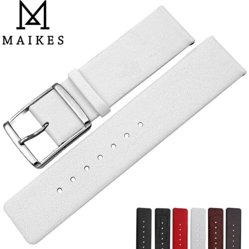 MAIKES New Watch Accessories Simple Strap Genuine Thin Leather Watchband 16mm 18mm 20mm 22mm Bracelet For CALVIN KLEIN Wristband