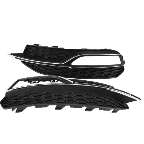 For S3 Style Front Bumper Fog Light Grilles Gloss Black for Audi A3 S-Line 8V 2013-2016