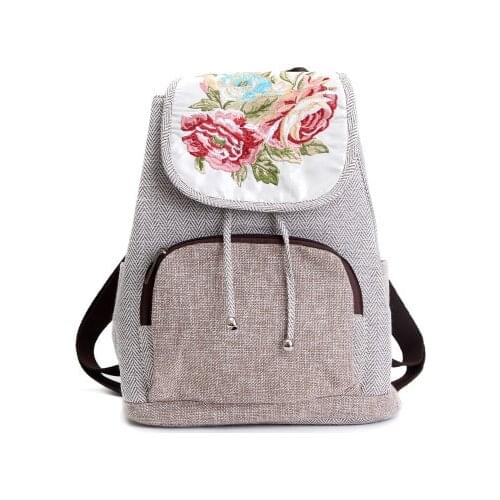 New national floral embroidery women backpacks shopping!Nice bohemian prints lady casual backrack Hot All-match canvas backruck