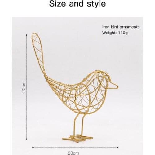 Iron Bird Figurines Nordic Abstract Statue Animal Home Decoration Accessories Interior Living Room Desk Decor Figurines