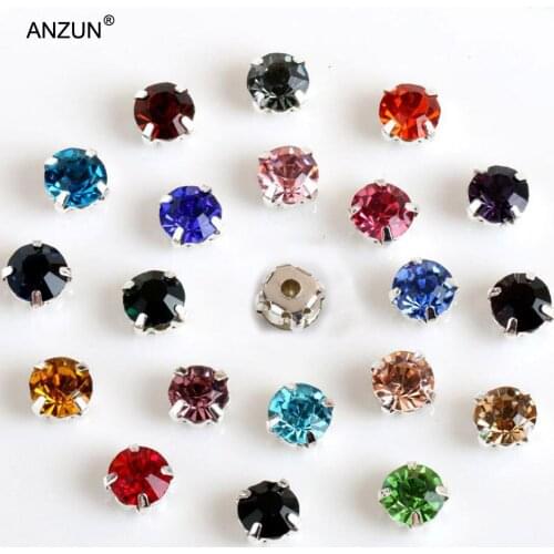 ANZUN 100pcs/200pcs 4mm ss16 Glass Silver Base Rhinestones Clear Crystal AB Sew On Rhinestone Claw Sewing DIY accessories