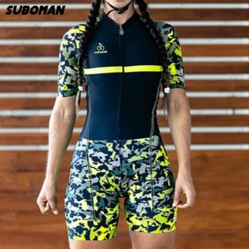 Suboman team Summer Triathlon Womens Short Sleeve Cycling Jersey Suit Jersey Suit Ciclismo Shorts Macaquinho Ciclismo Feminino