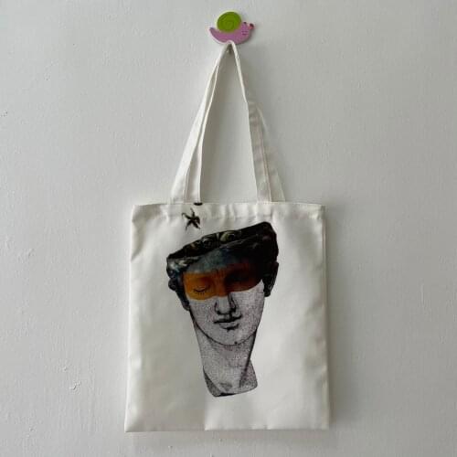 New David Michelangelo Oil Painting Shoulder Bags Harajuku vintage Large shopping bag Fun Ulzzang Women Canvas Bag Wallet Tote