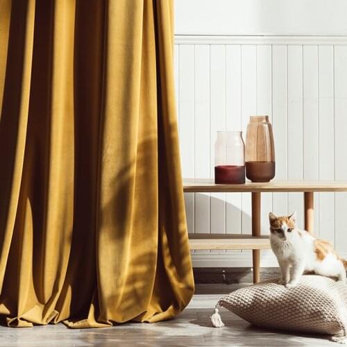 Light Luxury Nordic Dark Gold Retro Velvet Velvet Blackout Curtains for Living Room Bedroom Custom Velvet Curtains