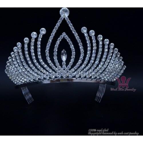 Handmade Crystal Rhinestone Bridal Wedding Tiaras Events Hair Accessories Jewelry Silver HeadPieces Headbands Pageant Crown