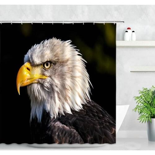 Wild Animals Shower Curtain Set White Head Bald Eagle Pattern Waterproof Polyester Fabric Bathroom Curtains Home Bathtub Decor