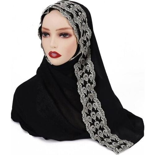 New Islam Lace Chiffon Inner Scarf Pin Free Instant Hijab Headband Stretch Cover Turbante Women Bonnet Underscarf Foulard