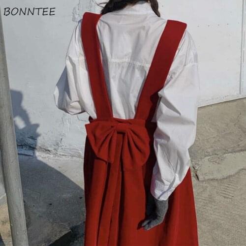 Sleeveless Dress Women Red Loose Charm Solid Elegant Bow Kawaii Design Aesthetic All-match College Fashion Lady Leisure Vestidos