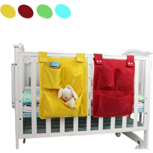 1PC Multifunction Hanging Storage Bag Baby Cot Bed Crib Organizer Toy Diaper Pocket For Newborn Canvas Bed Hanging Bag