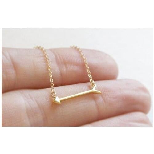 10PCS Fashion Simple Tiny Sideways Horizontal Stick Arrow Necklaces for Men Cute Long Arrow Necklace Jewelry for Women