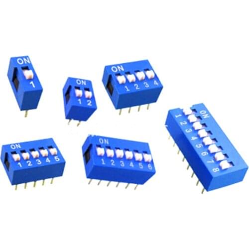 10pcs Slide Type Switch Module 1 2 3 4 5 6 7 8 10 PIN 2.54mm Position Way DIP Pitch Toggle Switch Blue Snap Switch Dial Switch