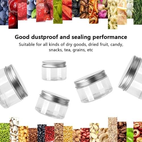 20pcs 30ml-150ml Plastic Container Balm Clear Round Wide Mouth Aluminum Cap Refillable Canister Travel Bottle Pot Storage Jars