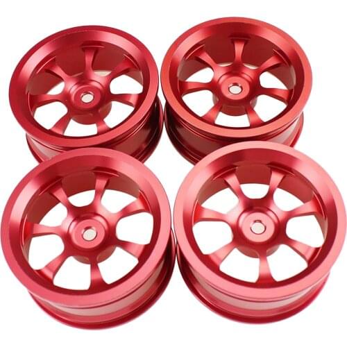 4x RC Car Metal Alloy Red Wheel Hub Rims for Wltoys A949 A959 A959-B A979-B K929-B 1:18 RC Car DIY Replacement