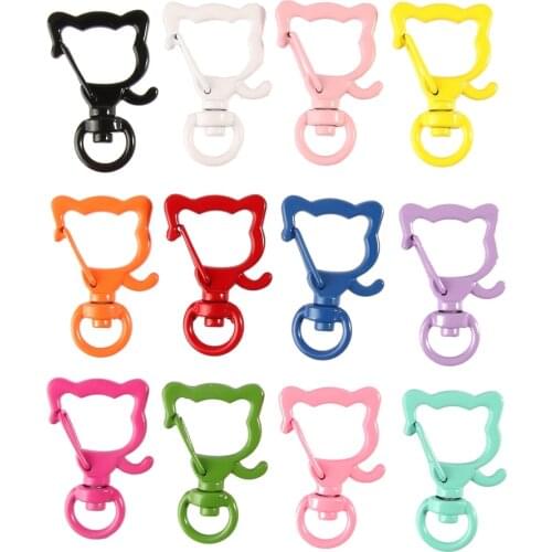 5pcs/lot 3x34mm Metal Hollow Cats Shape Keychain Split Key Ring Swivel Lobster Clasps Connector For DIY Bag Belt Dog Mask Chains
