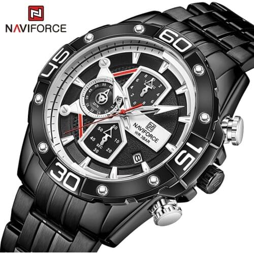 Luxury Brand NAVIFORCE Mens Watches Fashion Casual Quartz Wrist Watch Male Stainless Steel Waterproof Analog Chronograph Clock