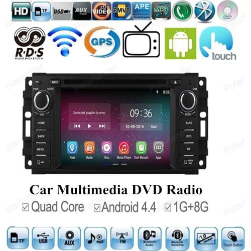 Quad core For Android 4.4 Car DVD Multimedia Stereo 800*480 Radio For Jeep Chrysler GPS Navigation Radio Support 3G WIFI