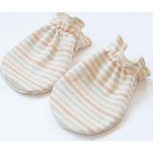 Baby Organic Cotton No Scratch Stripes Gloves Infant Handguard Proctection Warmer Newborn Boys Girls Anti-Scratch Mittens