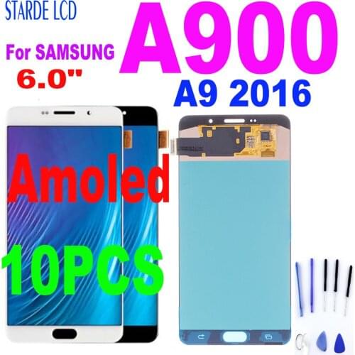 10PCS AMOLED For SAMSUNG A9 2016 A900 LCD Display Touch Screen Digitizer For Galaxy A9 Display A900H A900M A900 Replacement