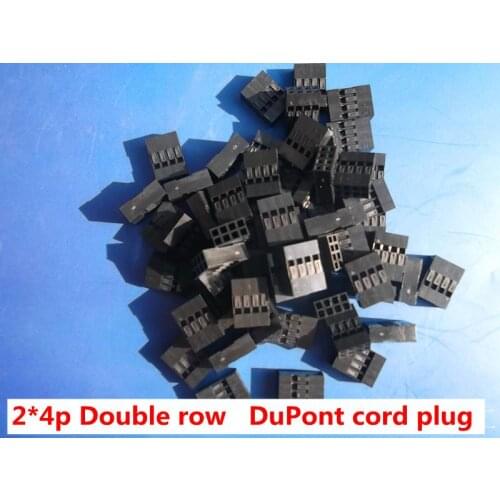 100PCS Dupont head double row dupont plastic shell 2.54MM 2*4 p black double row