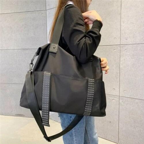 Elegant Womens Big Handbags Black High Capacity Female Travel Totes Large One-shoulder Handbag Nylon Travel Bags Luggage Bags
