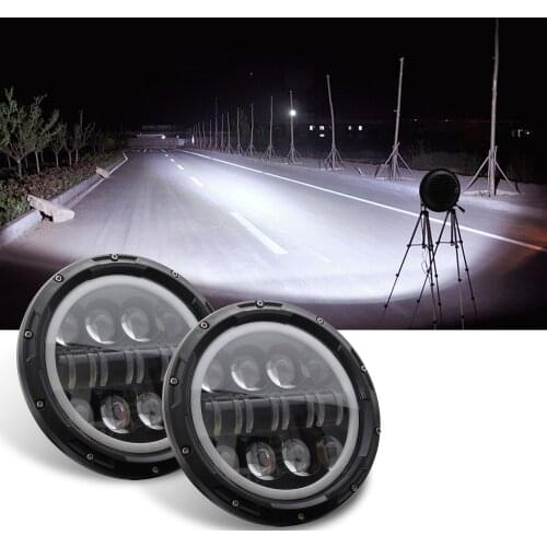 7 Inch Hi/Lo Beam LED Headlight Assembly 12V 24V Sealed Ring Projector Headlamp ForJ eep Wrangler Hummer